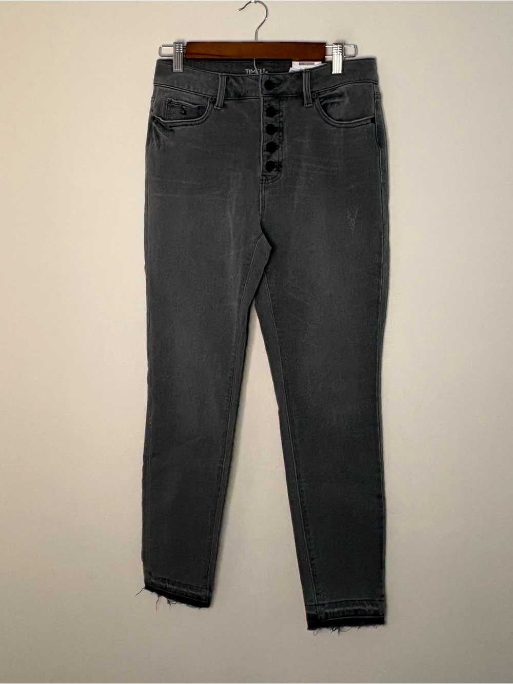 New Time & Tru Womens Grey High Rise Skinny Stretch Jeans Sz 6 Grunge Fall